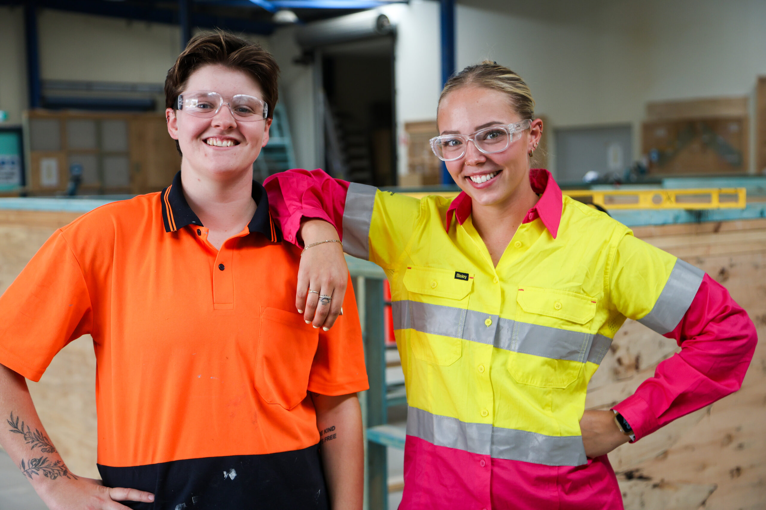 Tradie girls in Hi vis apprentice and builder